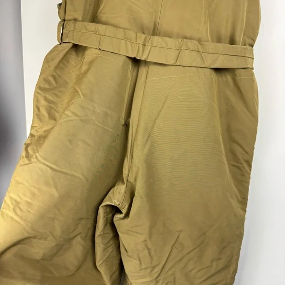 Vtg Eddie Bauer Mens Goose Down Bib Overalls Sz S/M Tan Khaki